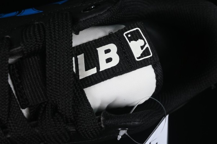 NY Yankees Black Leather Sneakers with Bold Blue Logo