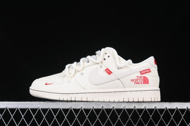 Nike SB Dunk Low x The North Face x Supreme Series - Strap Beige White Hook Anniversary High-End Custom Low-Top Casual Skate Shoes - YX5066-229