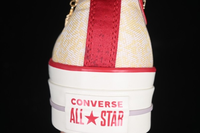 Converse 1970s CNY Year of the Snake Limited Edition High-Top Canvas Sneakers with Gold Star Chain and Metallic Snake Lace Jewelry - A13351C