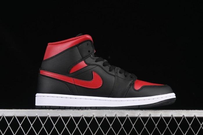 Nike Air Jordan 1 Mid AJ1 Black Red Mid-Top Casual Sneakers - DQ8426-067