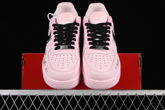 Nike Air Force 1 '07 Low Casual Sneakers with Anime-inspired Peach Pink Spray Design - CW2288-111