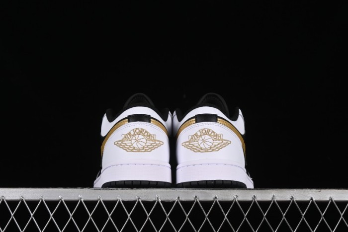 Nike Air Jordan 1 Low AJ1 Black White Gold Hook Basketball Shoes - 553558-172