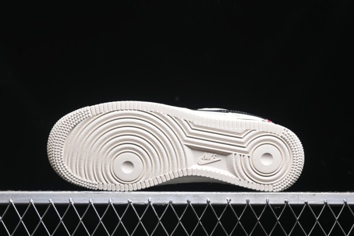 Nike Air Force 1 '07 Low Stussy Collaboration - White Black Swoosh Red Tab Low-Top Casual Sneakers - SJ6698-015