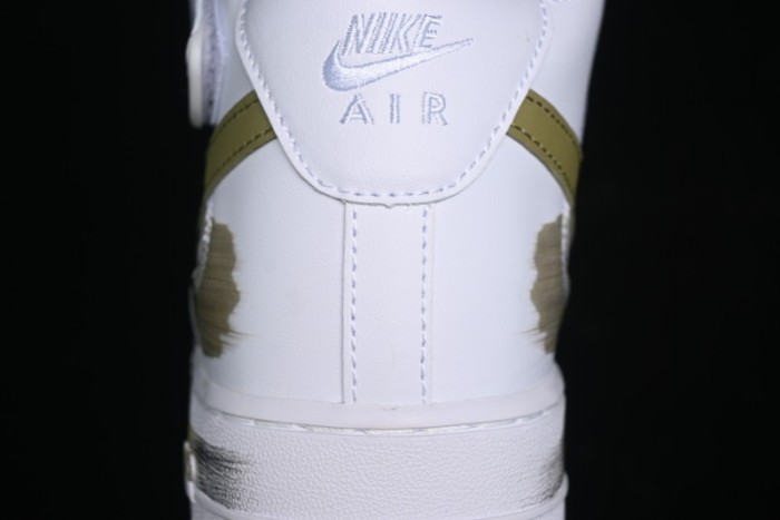 Nike Air Force 1 '07 Mid Hand-Painted Olive Green with Swoosh Shadow Strap Mid-Top Casual Sneakers - CW2289-111