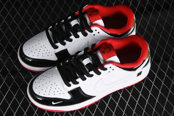 Nike SB Dunk Low UN Collaboration - White Black Patent Leather Anniversary Custom Low-Top Casual Skate Shoes - XB3802-349