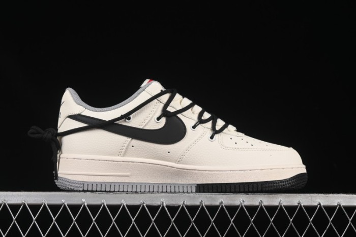 Nike Air Force 1 '07 Low Supreme Collaboration Dual-Tone Grey Black Drawstring Casual Sneakers - DM6868-069