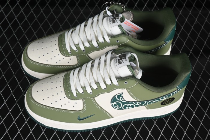 Nike Air Force 1'07 Low Gucci Collaboration Green Paisley Swoosh Casual Sneakers - KK1988-063