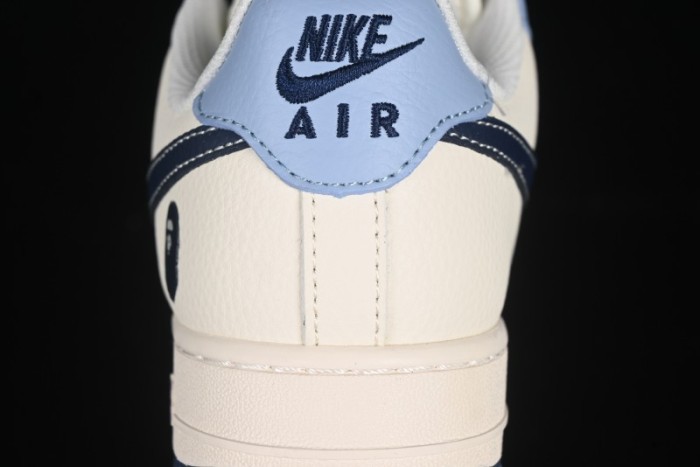 Nike Air Force 1 '07 Low Bape Collaboration Light Blue Swoosh Casual Sneakers - XS1958-554