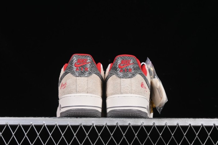 Nike Air Force 1 '07 Low Supreme Collaboration Grey Snake Scale Low-Top Casual Sneakers - DM6688-010