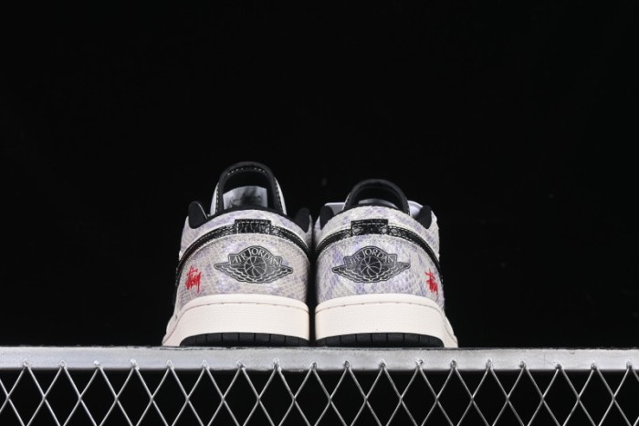 Nike Air Jordan 1 Low AJ1 Stussy Snake Year Limited Edition Purple Snake Grain High-End Custom Retro Basketball Shoes - FC1688-201