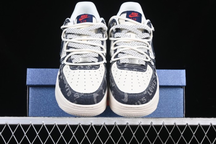 Nike Air Force 1 '07 Low Levi's Collaboration Light Blue Denim Drawstring Casual Sneakers - SJ1198-900