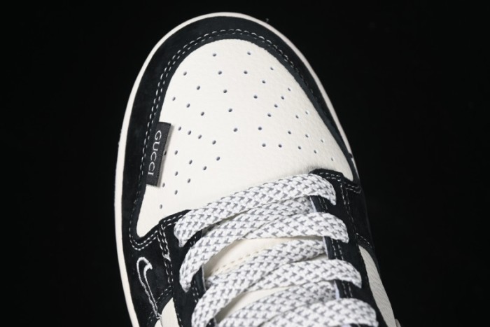 Nike SB Dunk Low Stussy x Gucci Triple Collaboration - Irregular Black Swoosh Anniversary Custom Low-Top Casual Sneakers - FC1688-196