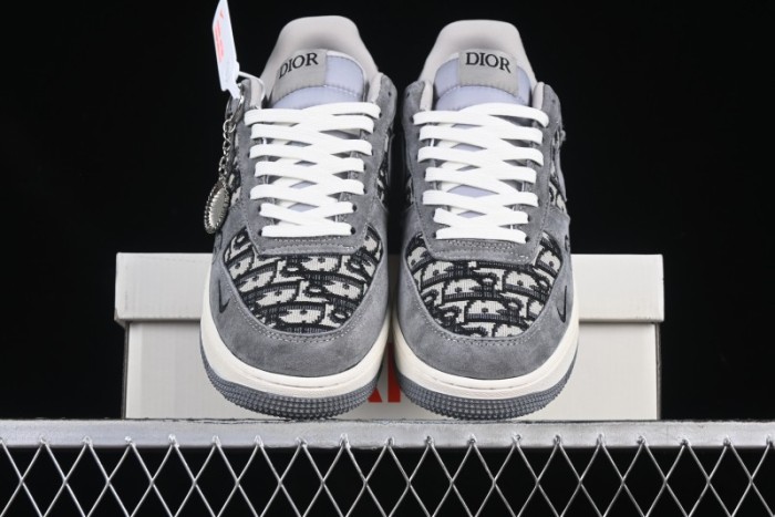 Nike Air Force 1'07 Low Dior Collaboration Grey Knit Skeleton Low-Top Casual Sneakers - KK1988-056