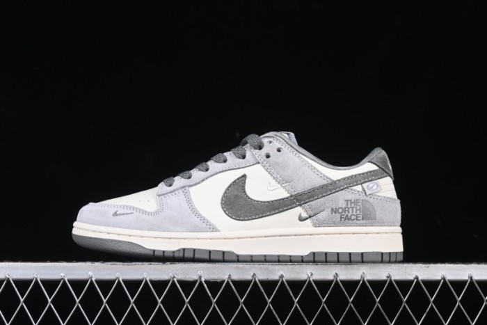 Nike SB Dunk Low The North Face Collaboration Double Swoosh Grey Pigskin Anniversary Edition Custom Low-Top Casual Skate Shoes - XX3168-009