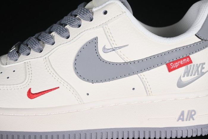 Nike Air Force 1 '07 Low Supreme Collaboration Casual Sneakers with Red Swoosh - HH7518-039
