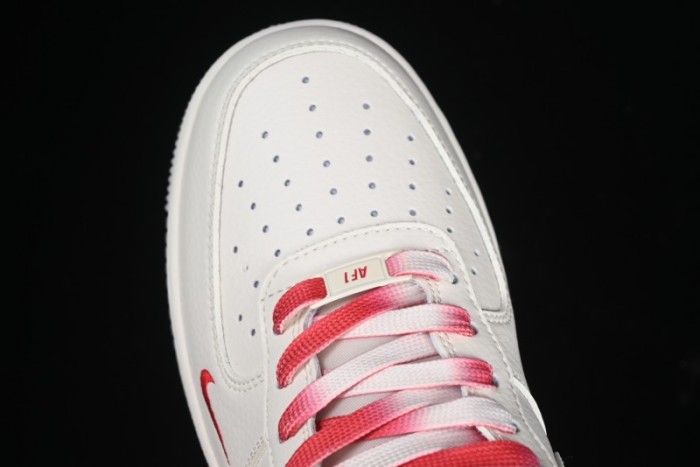 Nike Air Force 1 '07 Low Supreme Collaboration Beige Red Color Block Low-Top Casual Sneakers - BB7577-216