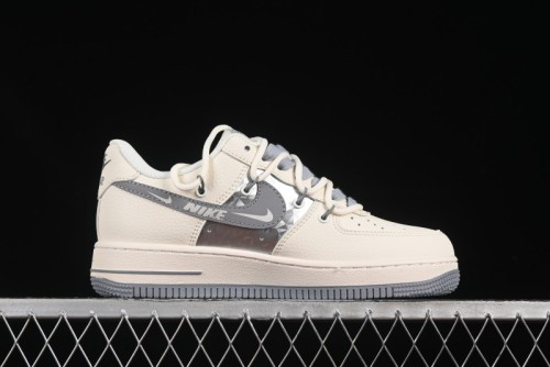 Nike Air Force 1 '07 Low Stussy Collaboration Grey Diamond Lace-Up Casual Sneakers - DM6868-072