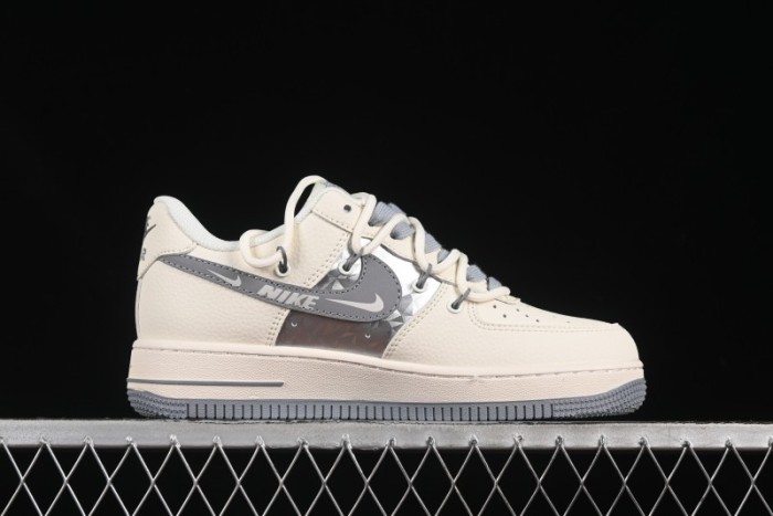 Nike Air Force 1 '07 Low Stussy Collaboration Grey Diamond Lace-Up Casual Sneakers - DM6868-072