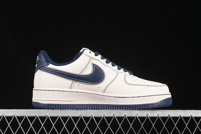 Nike Air Force 1 '07 Low Stussy Collaboration Dark Blue Mini Swoosh Casual Sneakers - HH7518-061