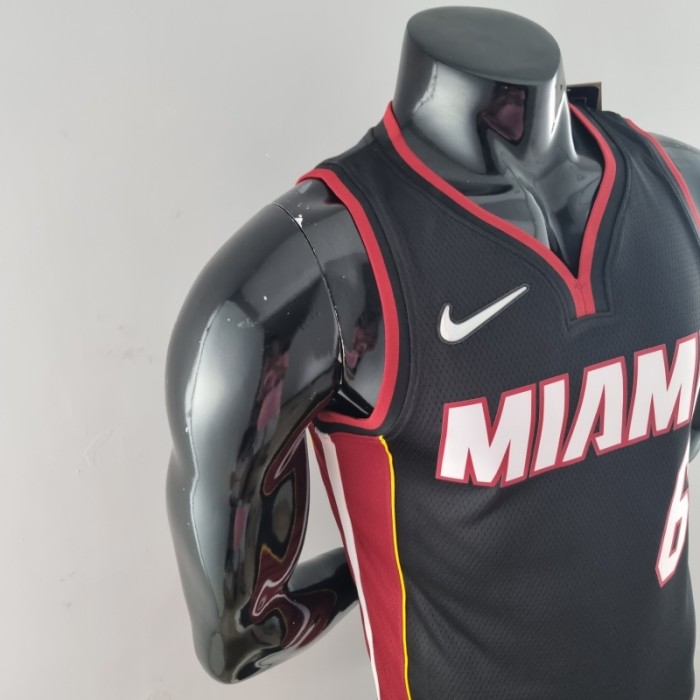 75th Anniversary Miami Heat JAMES #6 Black NBA Jersey