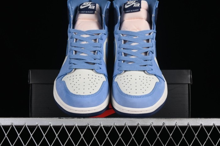 Nike Air Jordan 1 High OG  First in Flight  Basketball Shoes with UNC Blue and Yellow Accents - FD2596-400 1