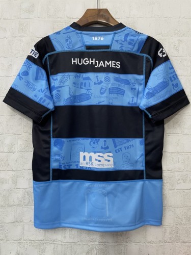 25/26 Cardiff Rugby Sky Blue with Navy Hoops and Heritage Print Jersey
