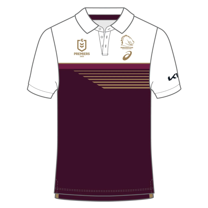 25/26 Brisbane Broncos  Maroon with White Yoke and Gold Speed Stripes Premiers 2025 Jersey