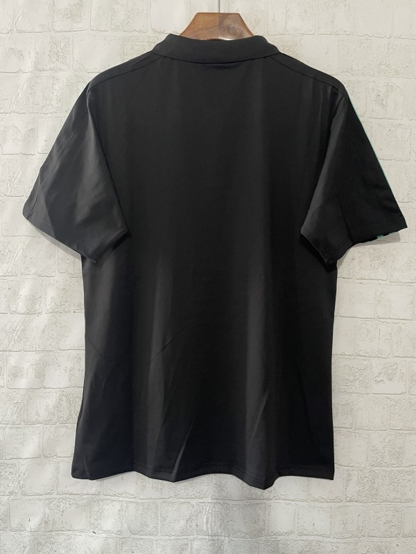 2025 F1 Mercedes-AMG Petronas Formula One Team Black with Turquoise Three Stripes Polo Shirt