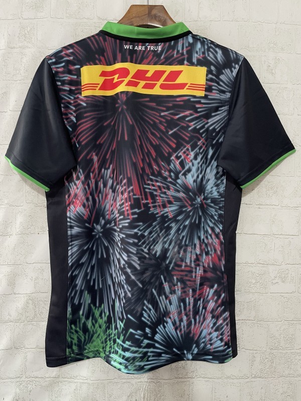 25/26 Harlequins Black with Multicolor Fireworks Pattern Third Jersey