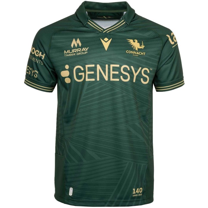 25/26 Connacht Green with Gold Geometric Pattern Home Jersey