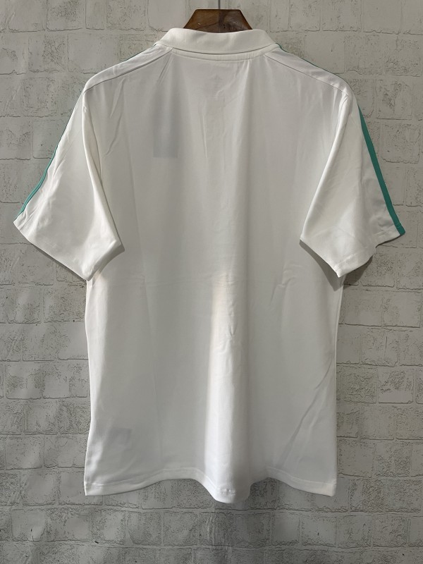 2025 F1 Mercedes-AMG Petronas Formula One Team White with Turquoise Three Stripes Polo Shirt