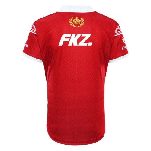 2026 Tonga  Red with White Collar and White Polynesian Tribal Pattern 150th Anniversary Jersey