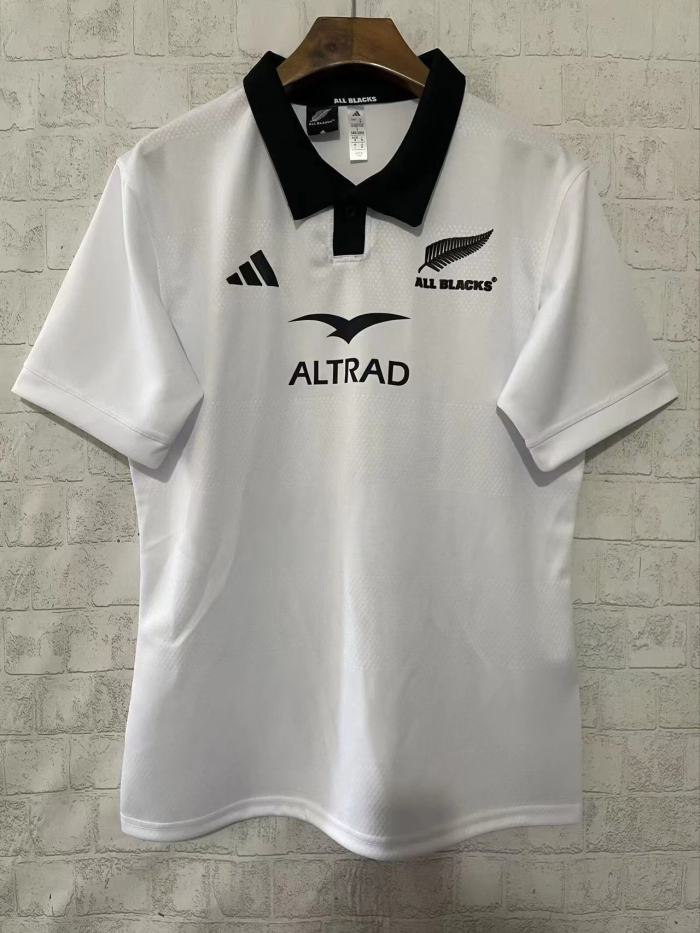 2026 New Zealand All Blacks White with Black Collar Jersey