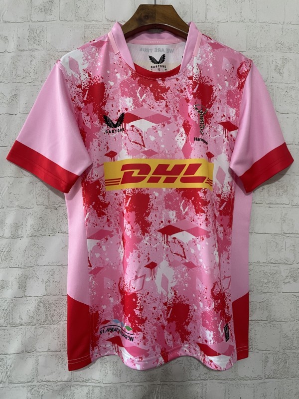 25/26 Harlequins Pink with Flamingo Splatter Pattern Jersey