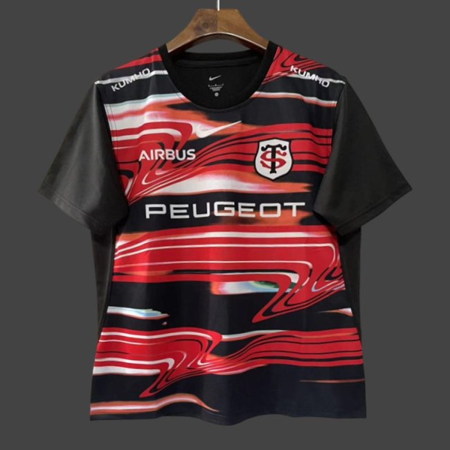 25/26 Toulouse Rugby Black with Red Lightning Stripes Jersey