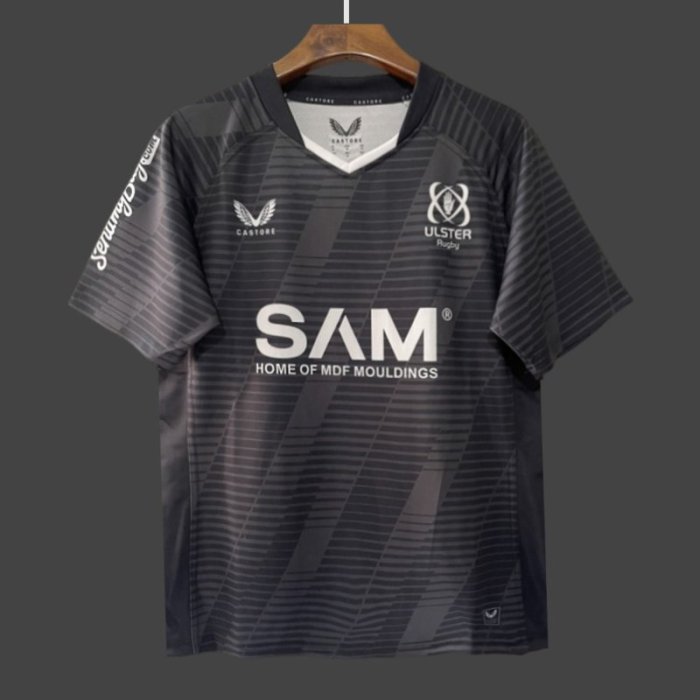 25/26 Ulster Rugby Black with Horizontal Stripe Pattern Jersey