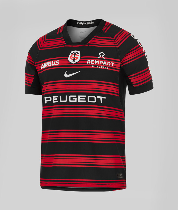 25/26 Stade Toulousain Red and Black Horizontal Stripes Jersey