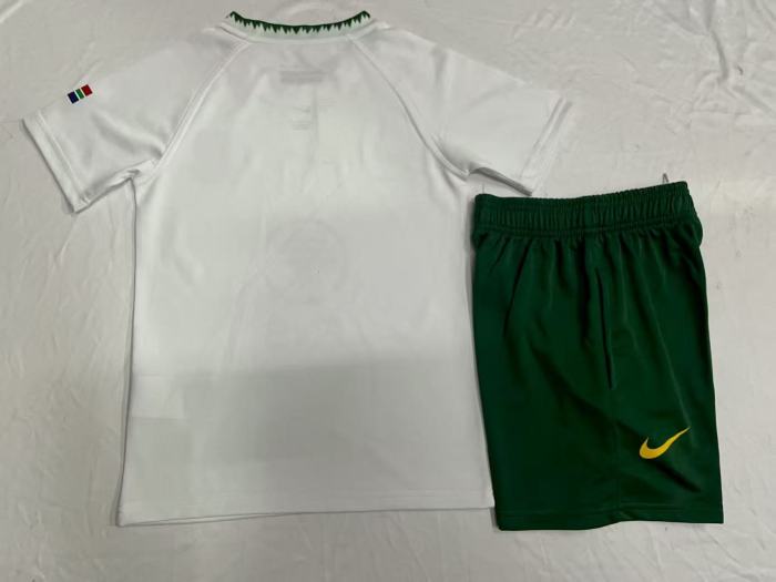 2026 Kids South Africa Away Springboks White with Green Trim Rugby Jersey