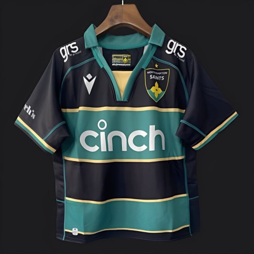 25/26 Northampton Saints Green with Black and Gold Hooped Jersey