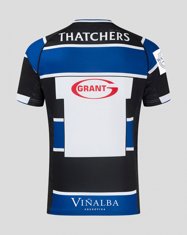 25/26 Bath Rugby Blue with Black and White Hooped Jersey