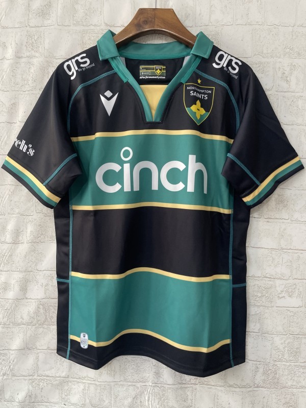 25/26 Northampton Saints Green with Black and Gold Hooped Jersey