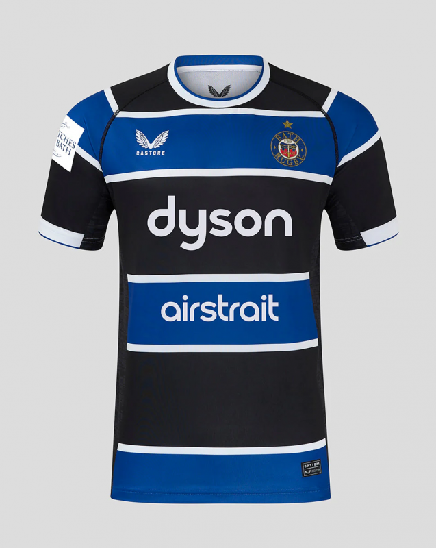 25/26 Bath Rugby Blue with Black and White Hooped Jersey