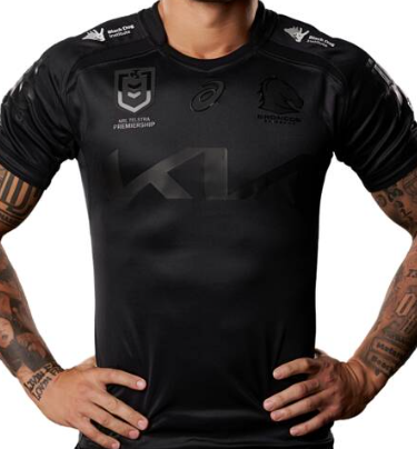 25/26 Kids Brisbane Broncos All Black with Tonal Design Jersey