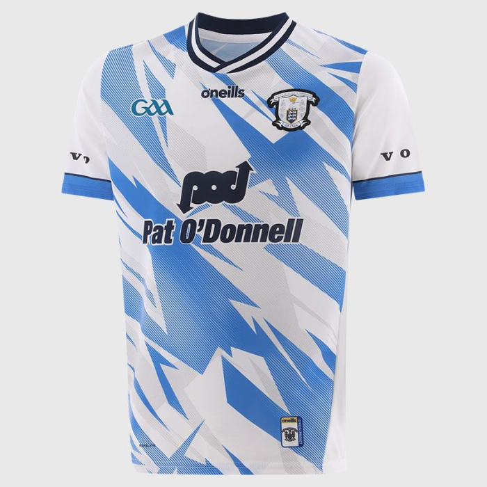 2026 Waterford GAA White with Blue Lightning Stripe Pattern Jersey