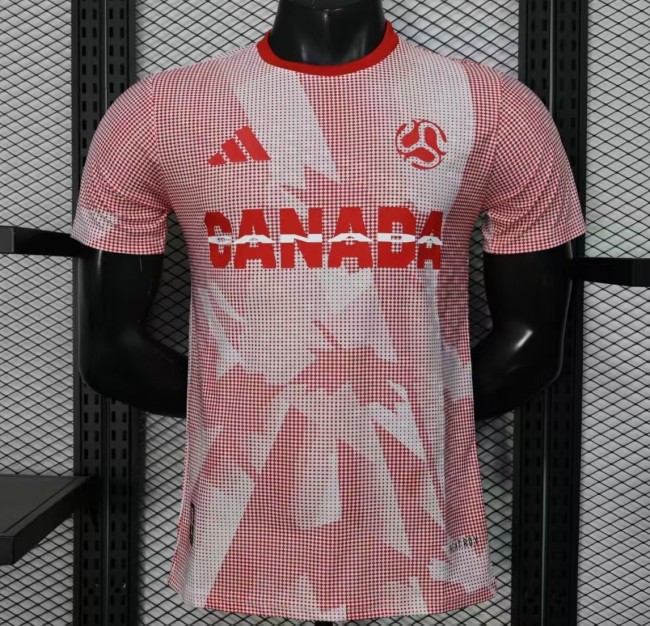 2025 Player Version  Canada Away White with Red Halftone Gradient Pattern World Cup Commemorative Jersey