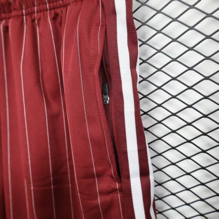 Player Version 25/26 Ajax Burgundy Red with White Side Stripes and Pinstripes Shorts