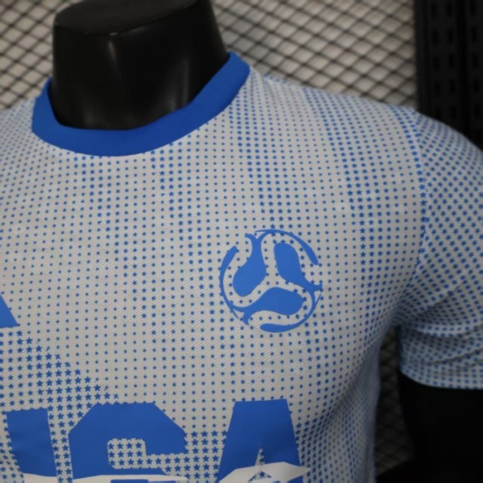 2025 Player Version  USA  Away White with Blue Halftone Gradient Pattern World Cup Commemorative Jersey