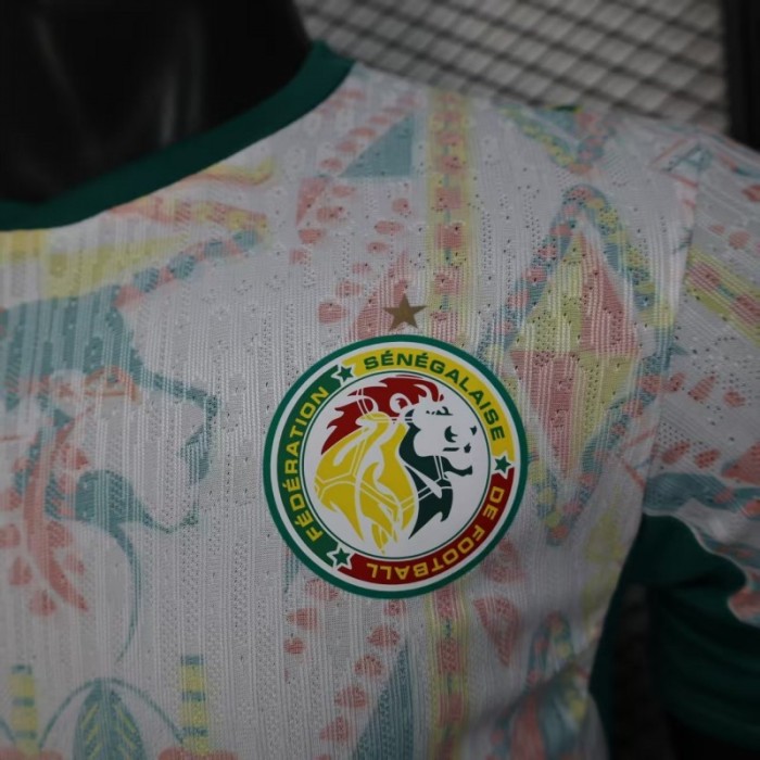 25/26 Player Version  Senegal Away White with African Traditional Pattern Jersey