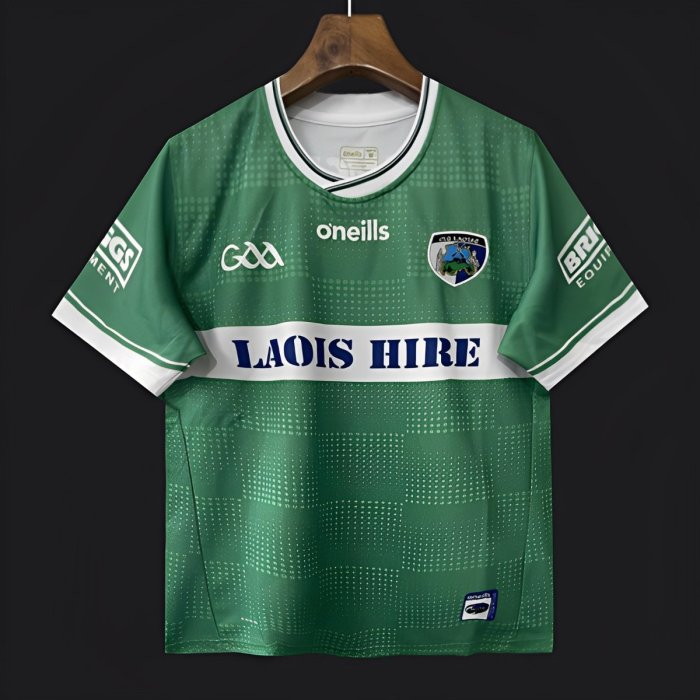 2026 Laois GAA Green with White Horizontal Stripe and Dotted Pattern Jersey