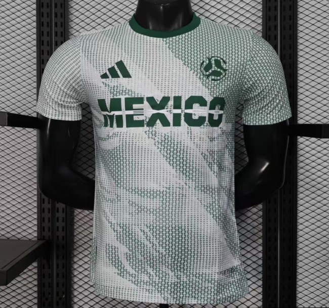 2025 Player Version Mexico Away White with Halftone Dot Pattern World Cup Commemorative Jersey